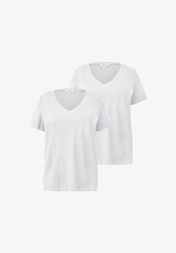 s.Oliver S.OLIVER DAMEN T-SHIRT V-AUSSCHNITT | 2ER PACK - Basic T-shirt - weiß