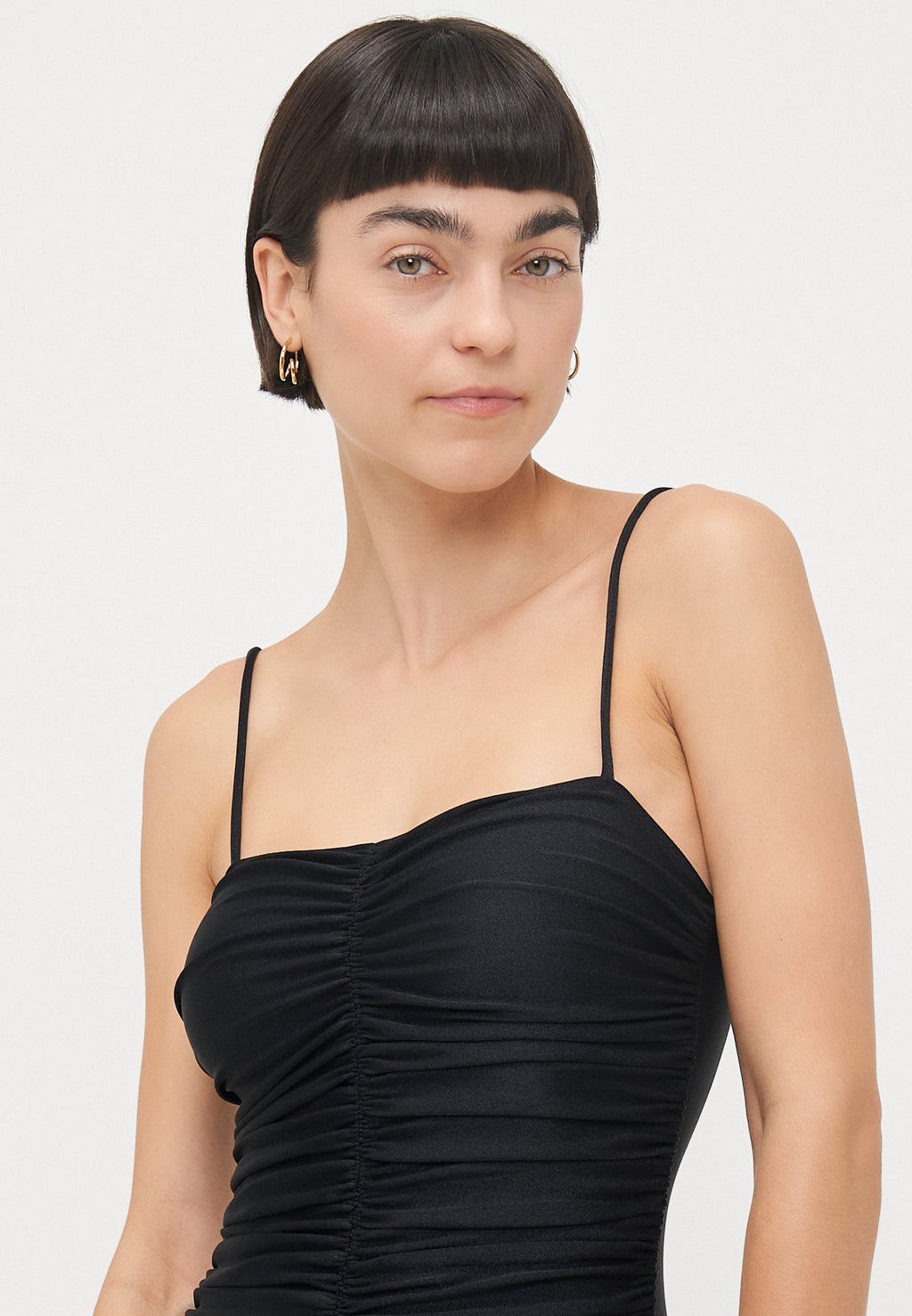 ADRIANA DEGREAS SOLID FRILLED STRAPS SWIMSUIT