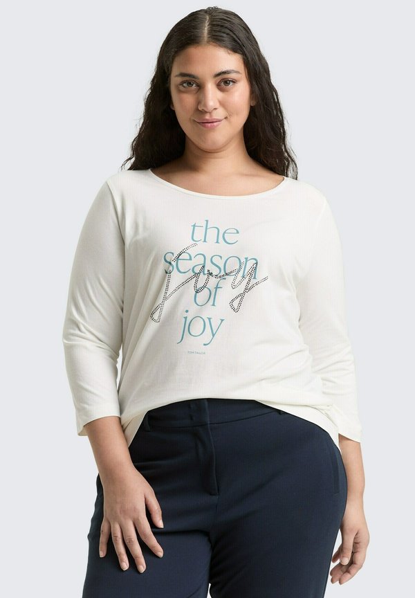 TOM TAILOR MIT PRINT - Long sleeved top - soft clear white