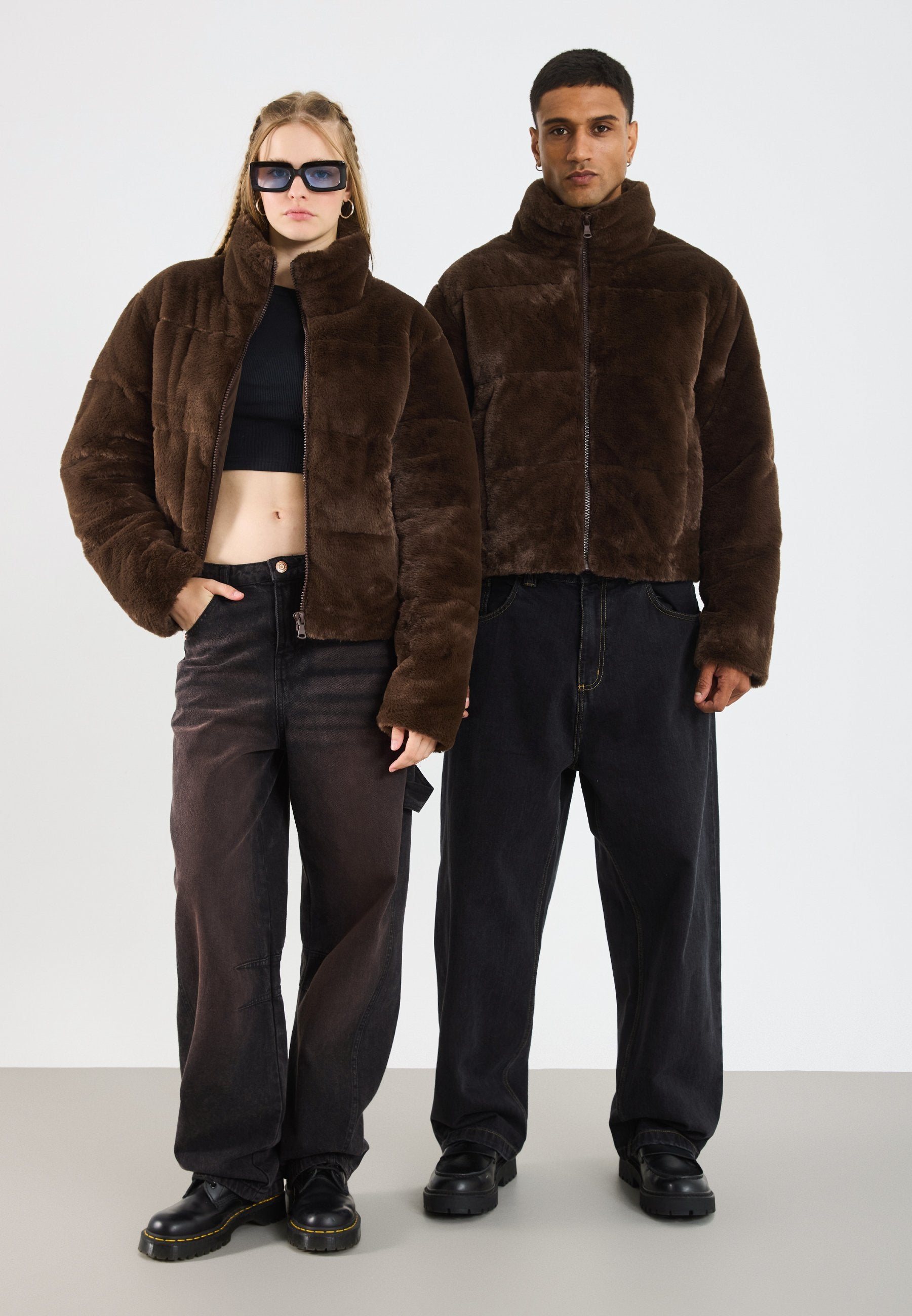YOURTURN UNISEX OVERSIZED FIT FAUX FUR JACKET