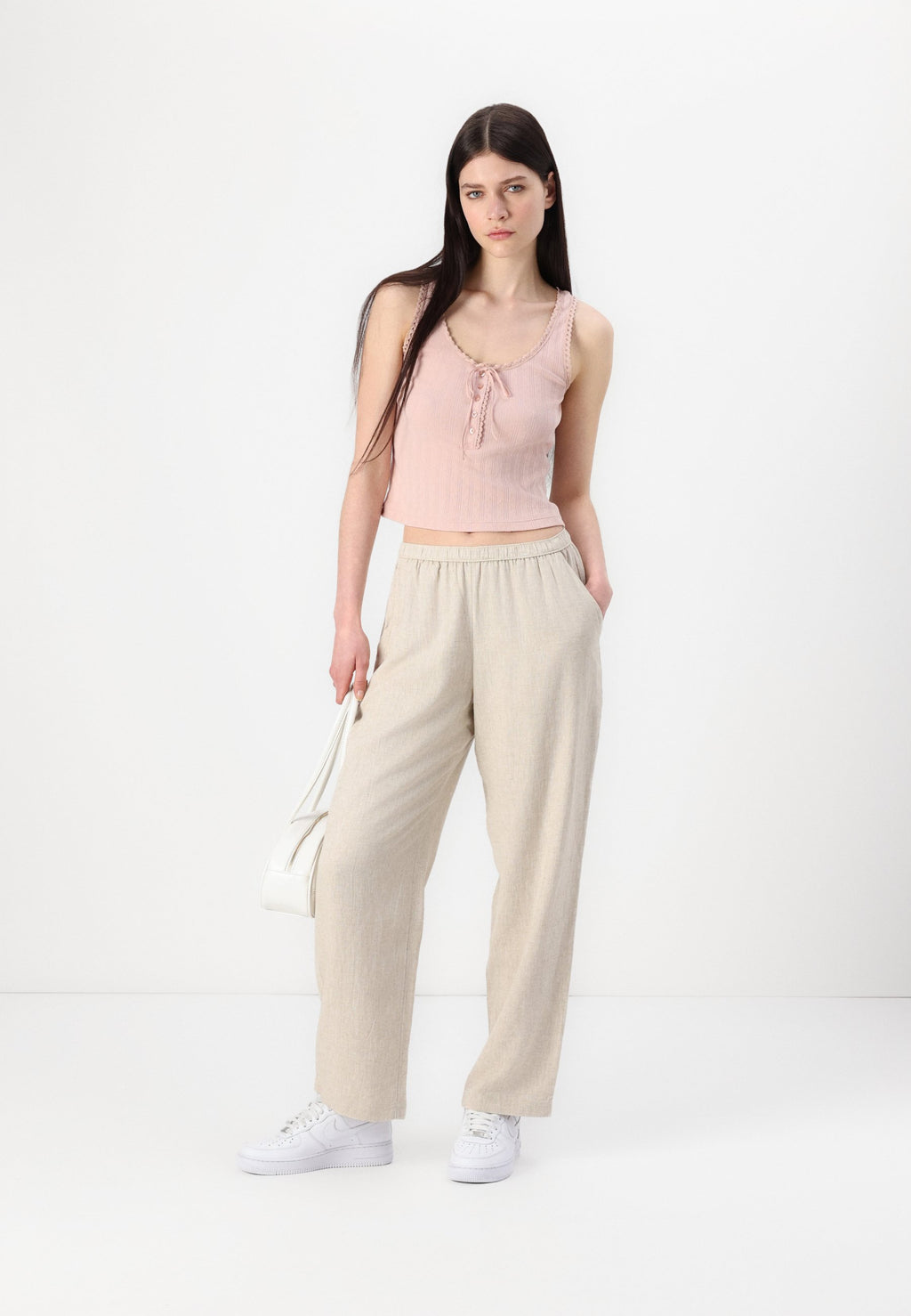 Abercrombie & Fitch Straight Linen-Blend Pull-On Pant