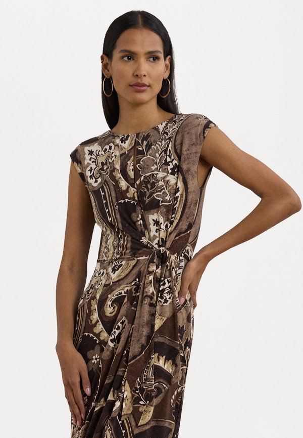 Lauren Ralph Lauren REIDLY PAISLEY STRETCH JERSEY TIE FRONT DRESS
