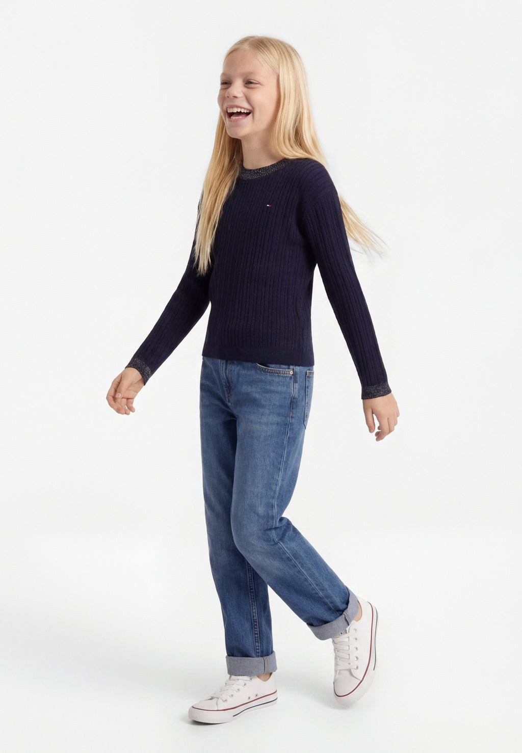 GLITTER MINI CABLE KNIT RELAXED SWEATSHIRT Media 2