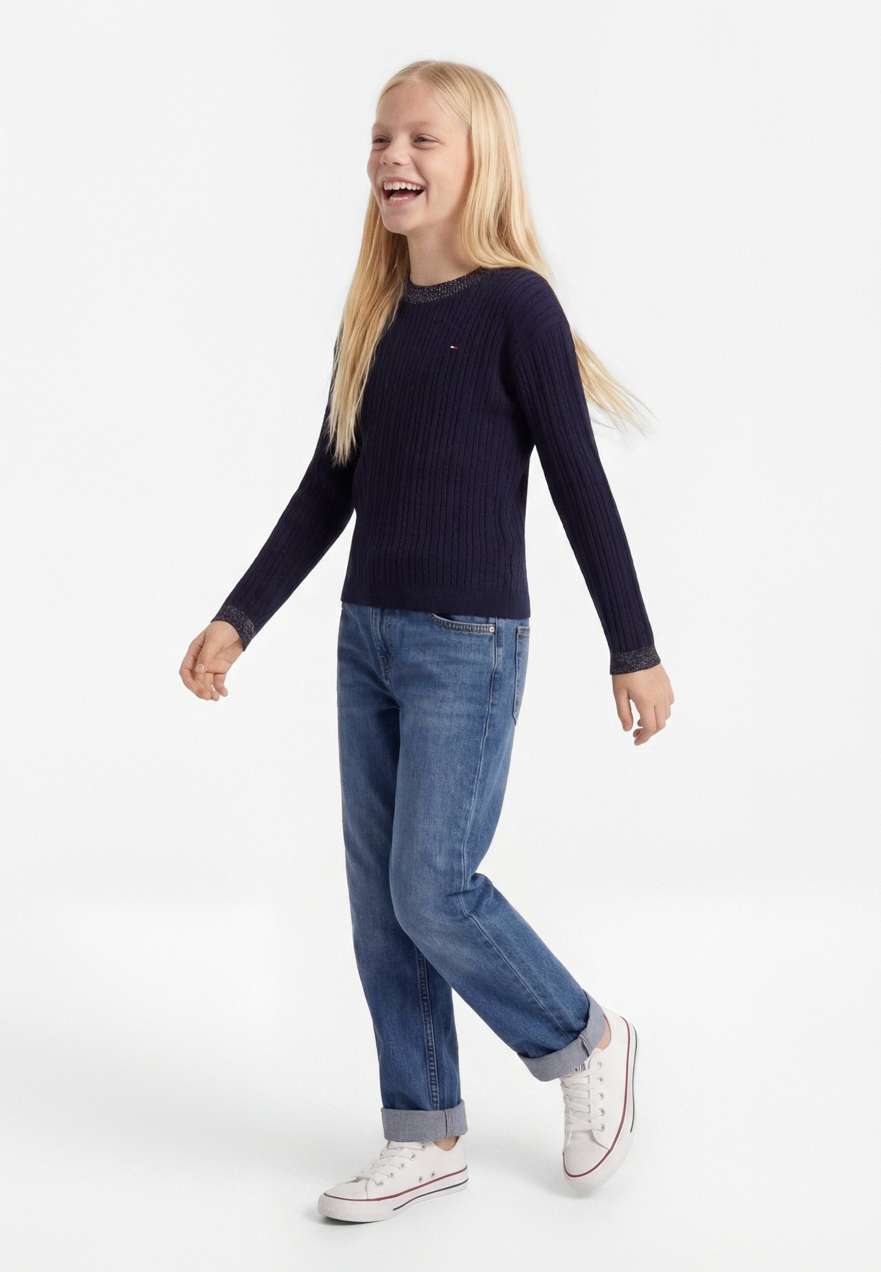 GLITTER MINI CABLE KNIT RELAXED SWEATSHIRT Media 2