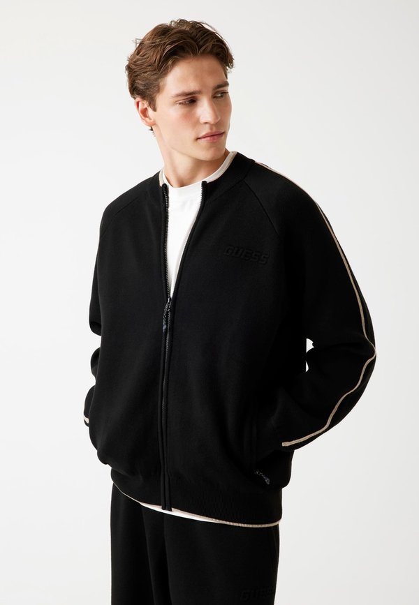 Guess LOGO - Zip-up sweatshirt - schwarz