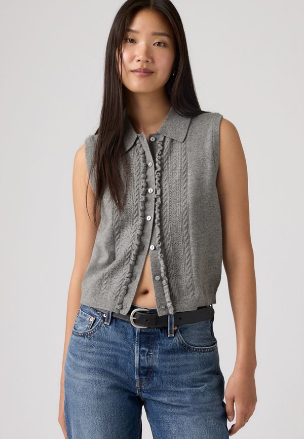 Levi's® SUPER SOFT MINI RUFFLE VEST - Waistcoat - dark heather gray bros