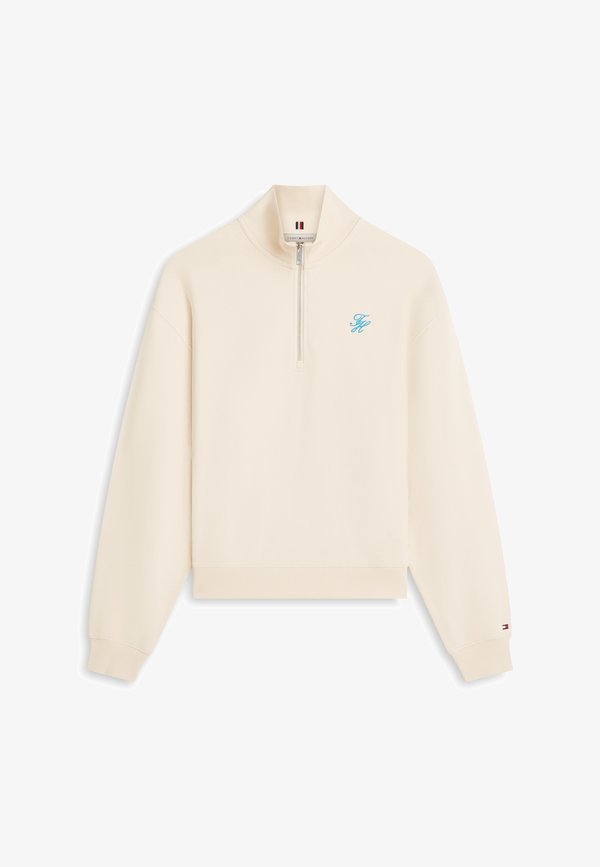 Tommy Hilfiger LOGO EMBROIDERY TERRY HALF-ZIP JUMPER - Sweatshirt - country ivory