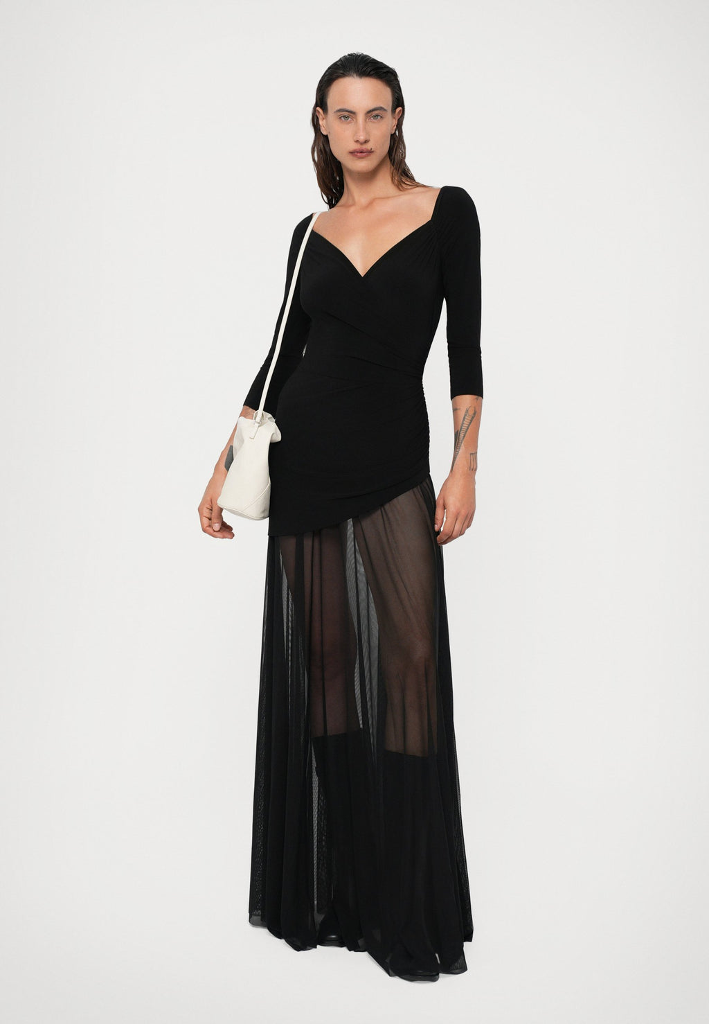 Norma Kamali OFF SHOULDER SWEETHEART COMBO FLARED GOWN