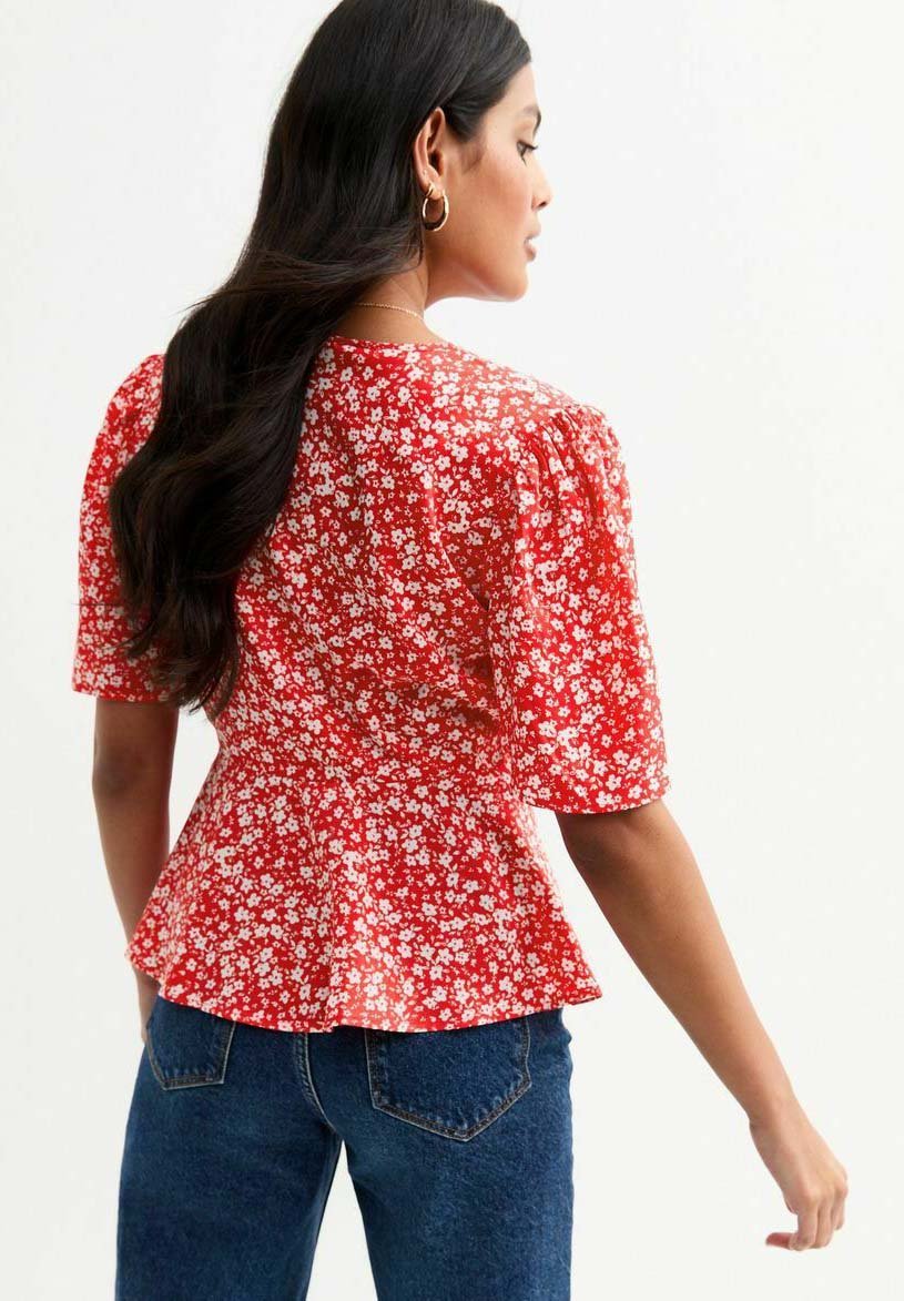 New Look RED FLORAL PRINT TOP