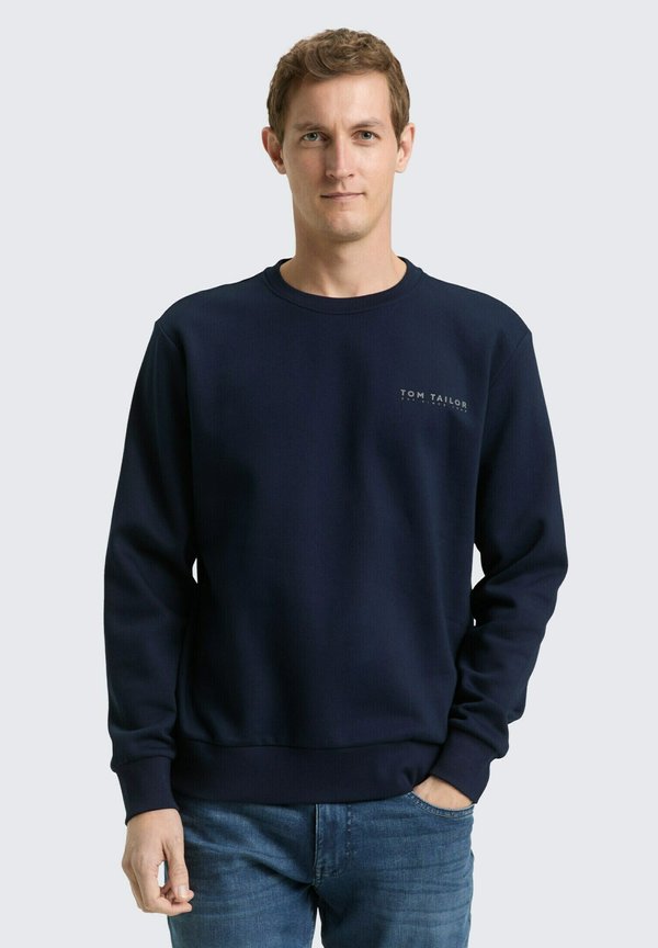 TOM TAILOR PRINTED CREW NECK - Sweatshirt - sky captain blue