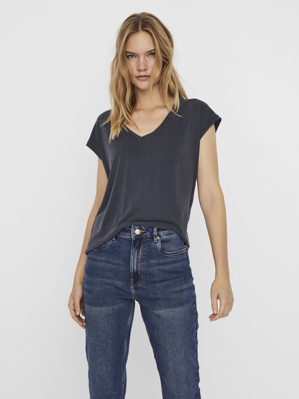 Vero Moda VMFILLI V NECK TEE - Basic T-shirt - ombre blue