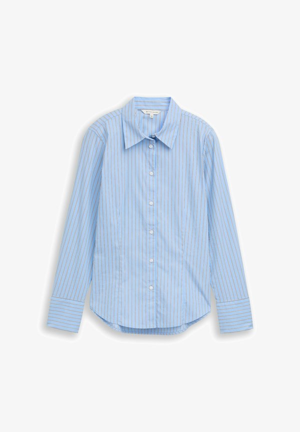 TOM TAILOR FITTED - Button-down blouse - blue white poplin stripe