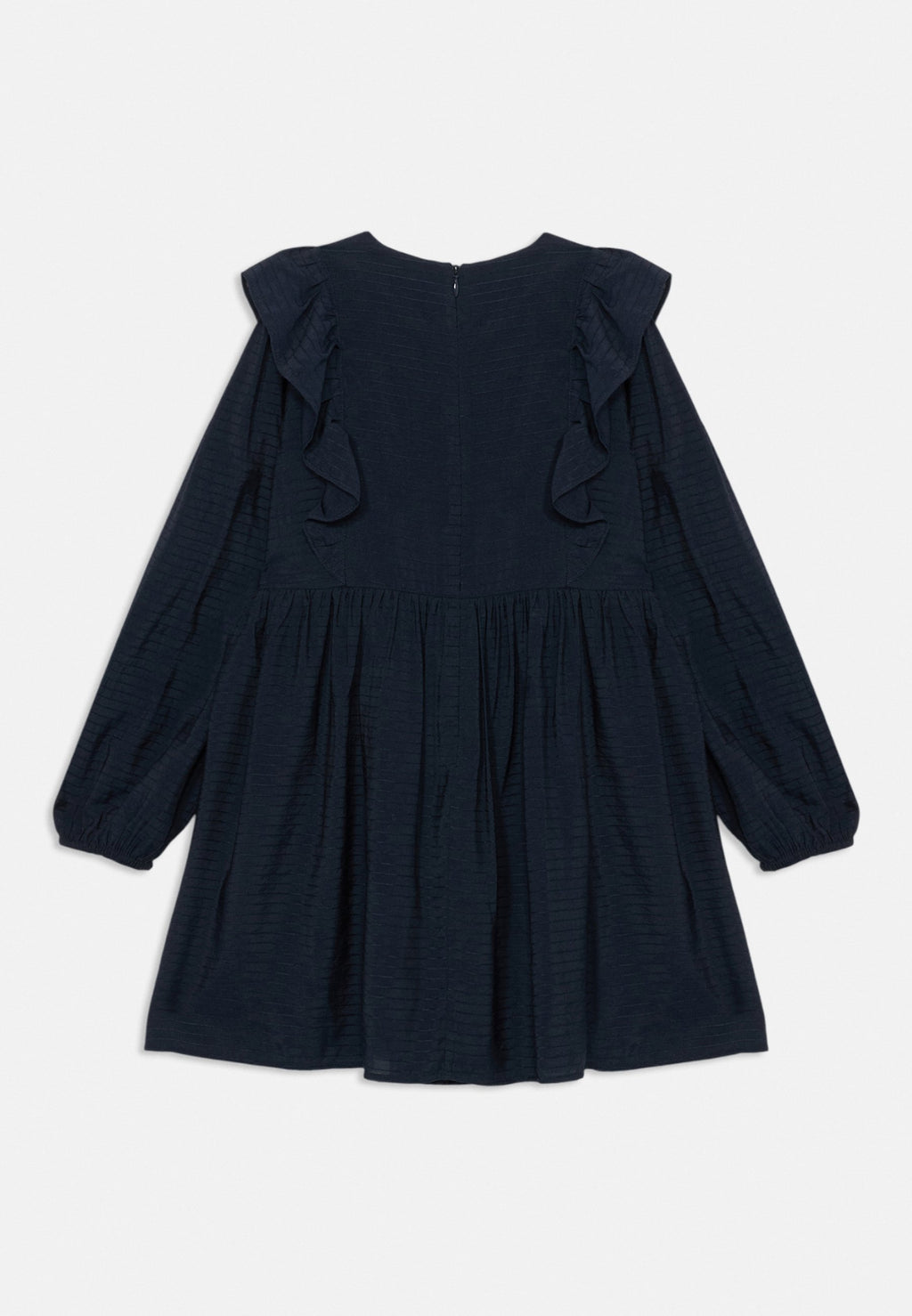 FESTIVE RUFFLE LONG SLEEVE A-LINE DRESS Media 4