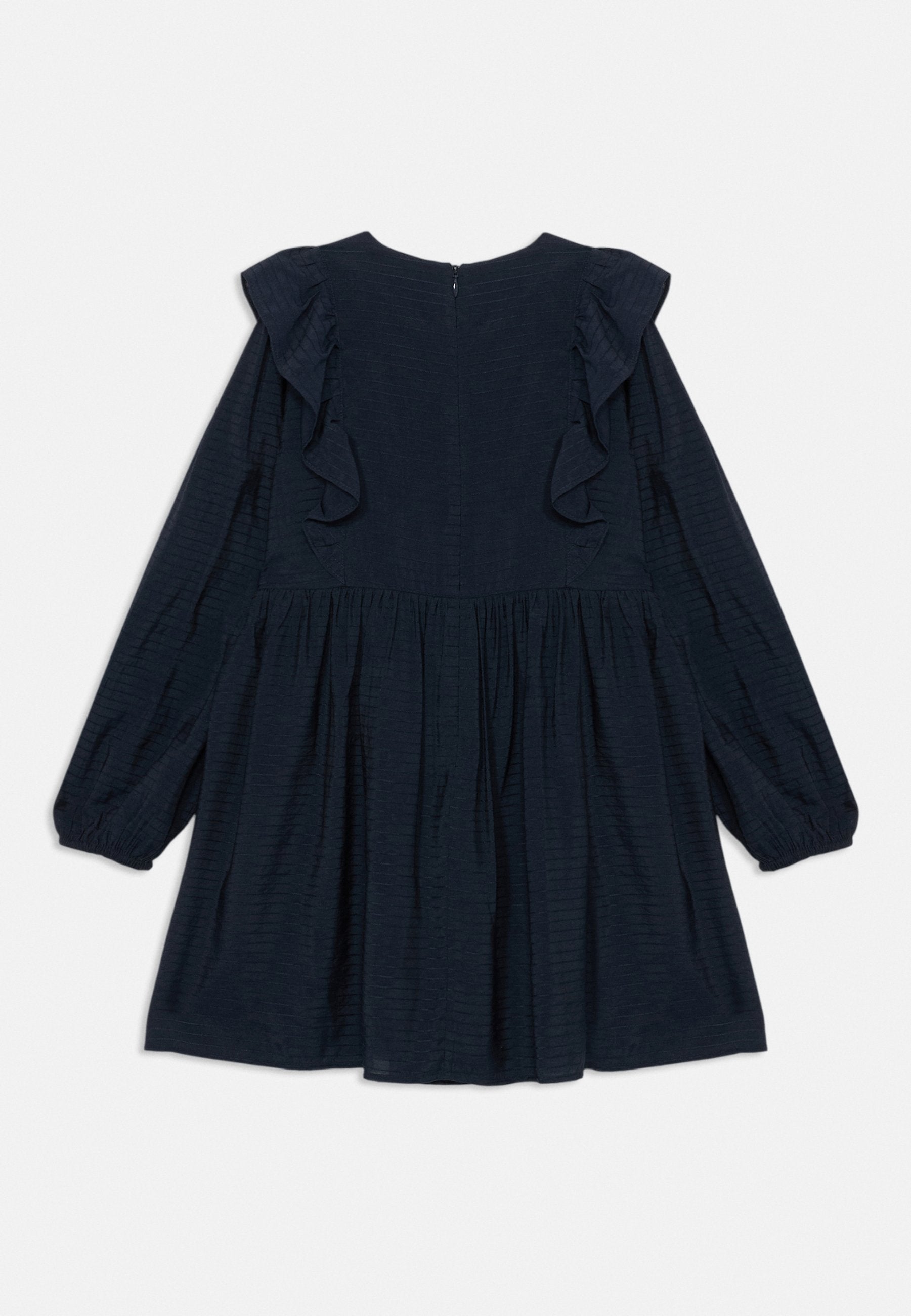 FESTIVE RUFFLE LONG SLEEVE A-LINE DRESS Media 4