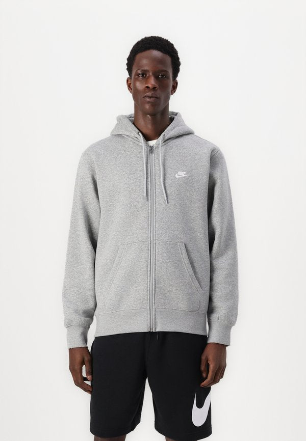 Nike Sportswear M NK CLUB BB FZ HOODIE - Zip-up sweatshirt - dark grey heather light smoke grey white