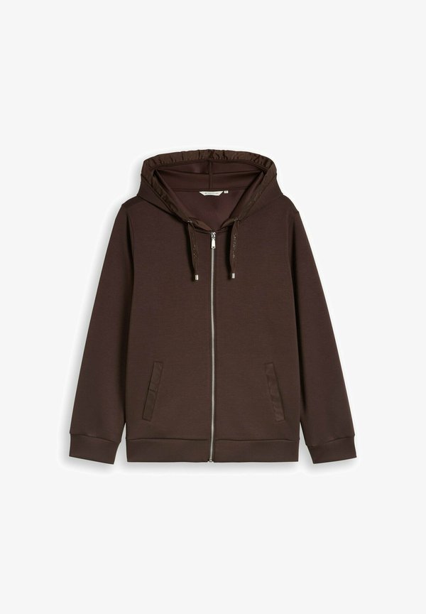 TOM TAILOR TOM TAILOR STRICK & SWEATSHIRTS PLUS SIZE - HOODIE SWEATJACKE AUS SCUBA - Zip-up sweatshirt - java dark brown