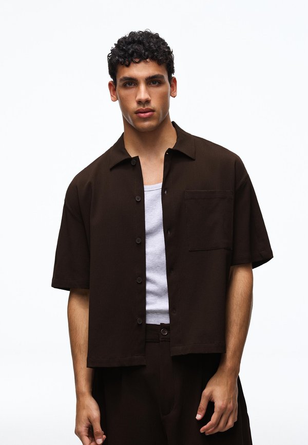 Bershka BOXY PLEATED - SHIRT  01112557 - Shirt - brown