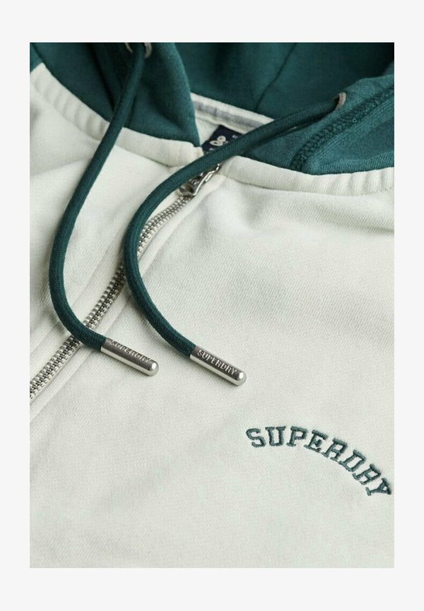 Superdry & Co Zip-up sweatshirt - desrt bone off wht d pne green