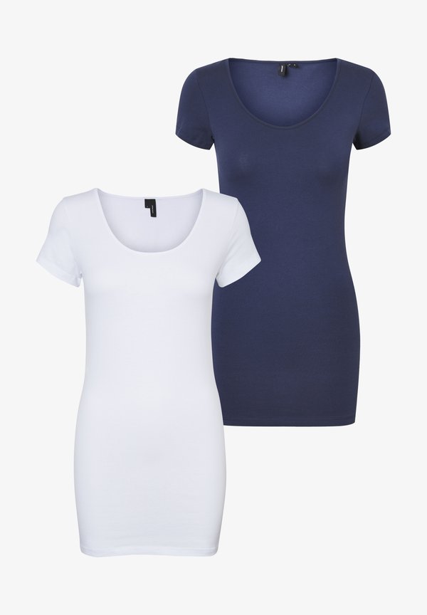Vero Moda VMMAXI MY LONG U-NECK TOP - Basic T-shirt - blue