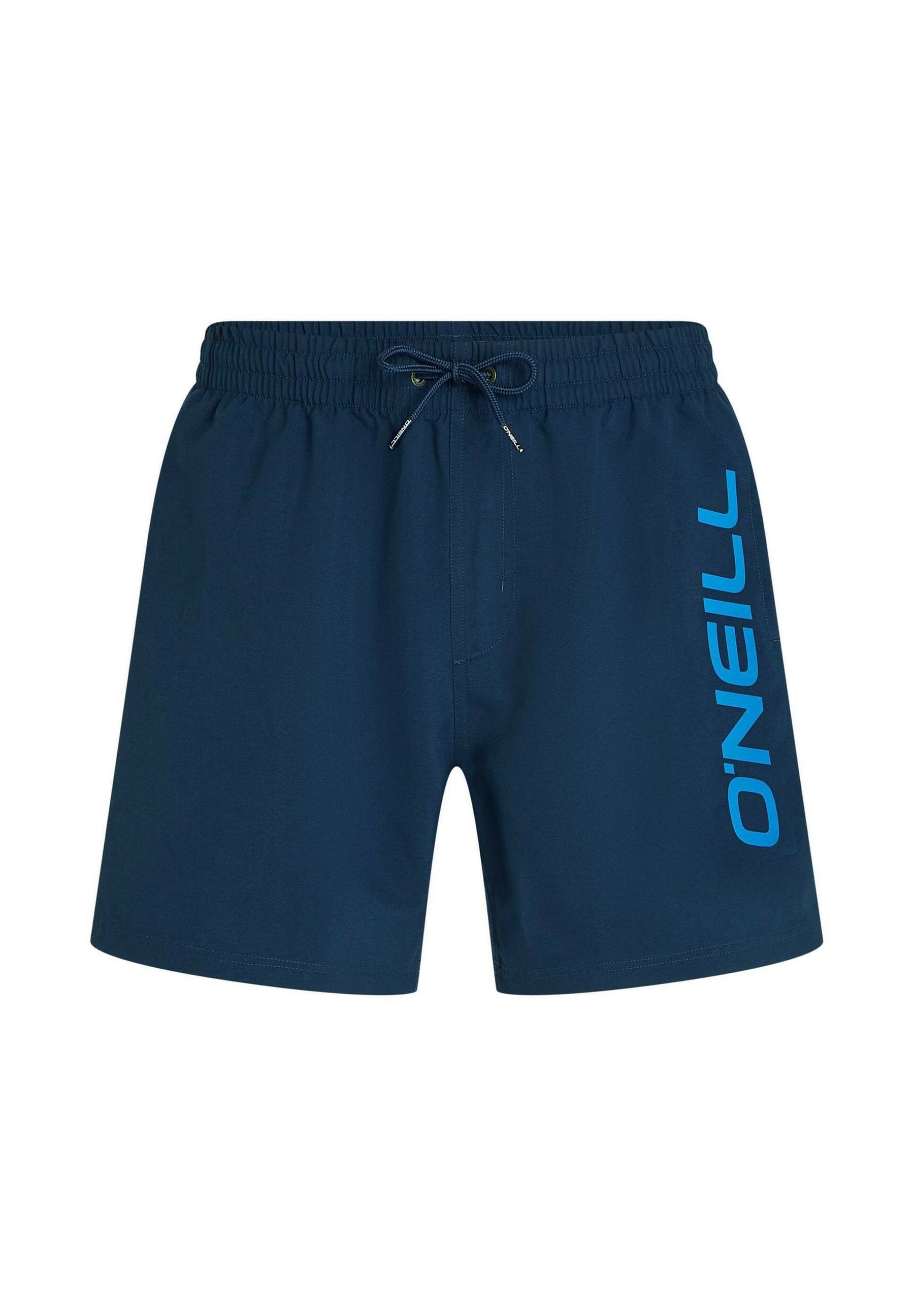 Marineblaue Badeshorts mit elastischem Bund und blauem "O'Neill"-Logo auf der linken Seite. Hergestellt aus leichtem, schnell trocknendem Material.