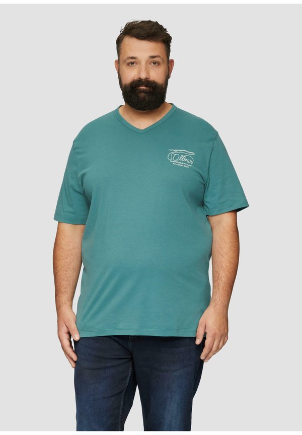 s.Oliver MIT LOGO-STICKEREI - Print T-shirt - petrol
