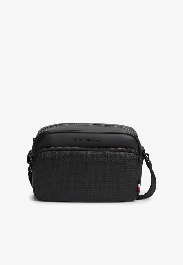 Tommy Hilfiger WOVEN PANEL CROSSBODY CAMERA BAG - Cross body bag - black