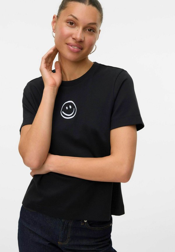 Vero Moda VMSARA METTE SS TOP BOX JRS NOOS - Print T-shirt - black