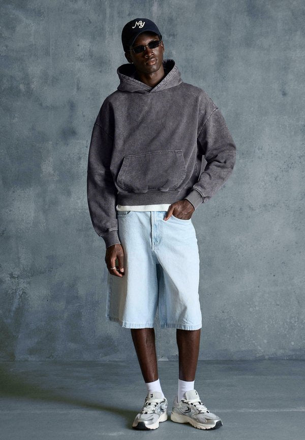 Bershka FADED BOXY FIT - HOODIE - Hoodie - blue grey