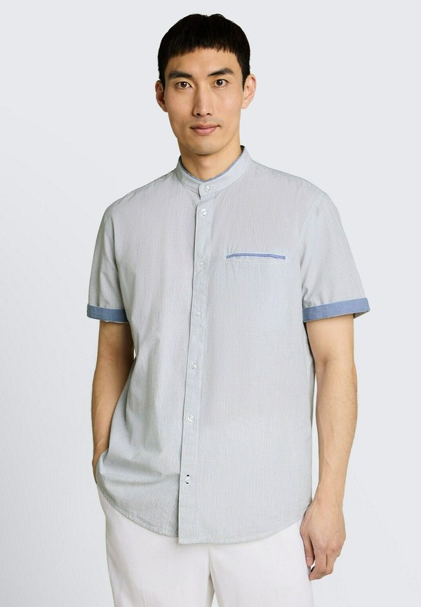 TOM TAILOR TOM TAILOR BLUSEN & SHIRTS REGULAR FIT KURZARMHEMD MIT STEHKRAGEN - Shirt - white navy small stripe