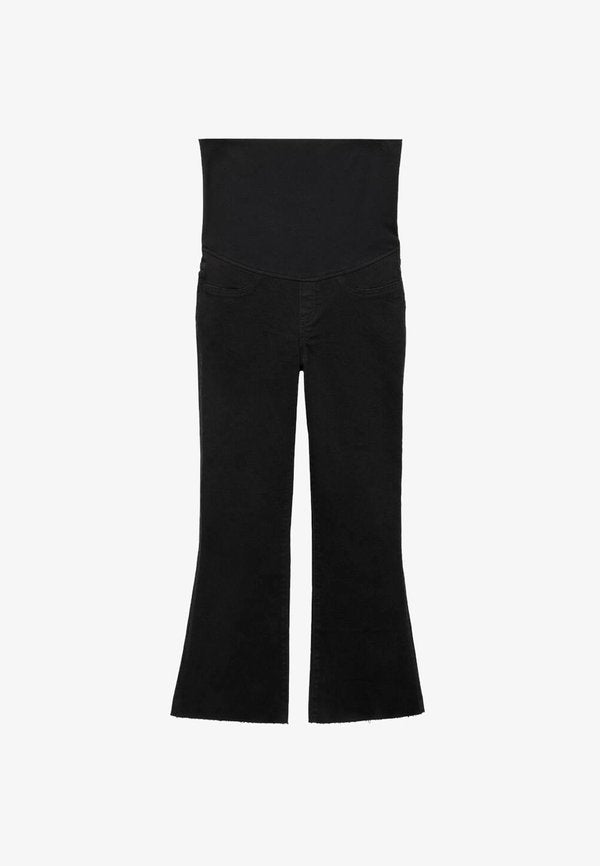Mango CIĄŻOWE FLARE CROP - Bootcut jeans - black denim