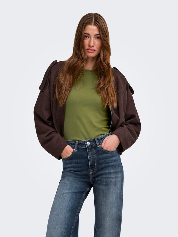 ONLY ONLRILEY O-NECK L/S TOP JRS NOOS - Long sleeved top - peat moss