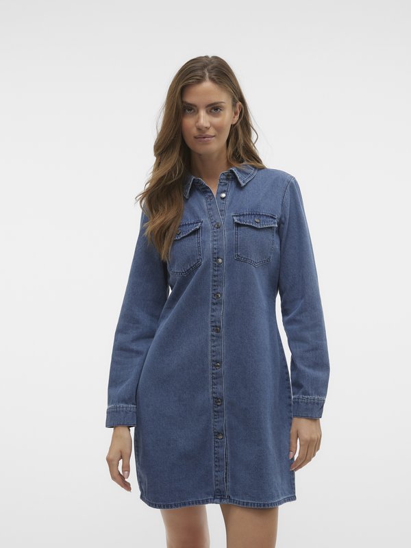 Vero Moda Denim VMJENNIE Short - Shirt dress - medium blue denim