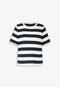TOM TAILOR BOXY CREW NECK  - Print T-shirt - white/navy bold stripe