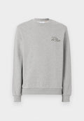 Grauer Sweatshirt aus weichem Baumwoll-Mix, mit Rundhalsausschnitt, gerippten Bündchen und einem kleinen dunkelgrünen Logo auf der Brust.