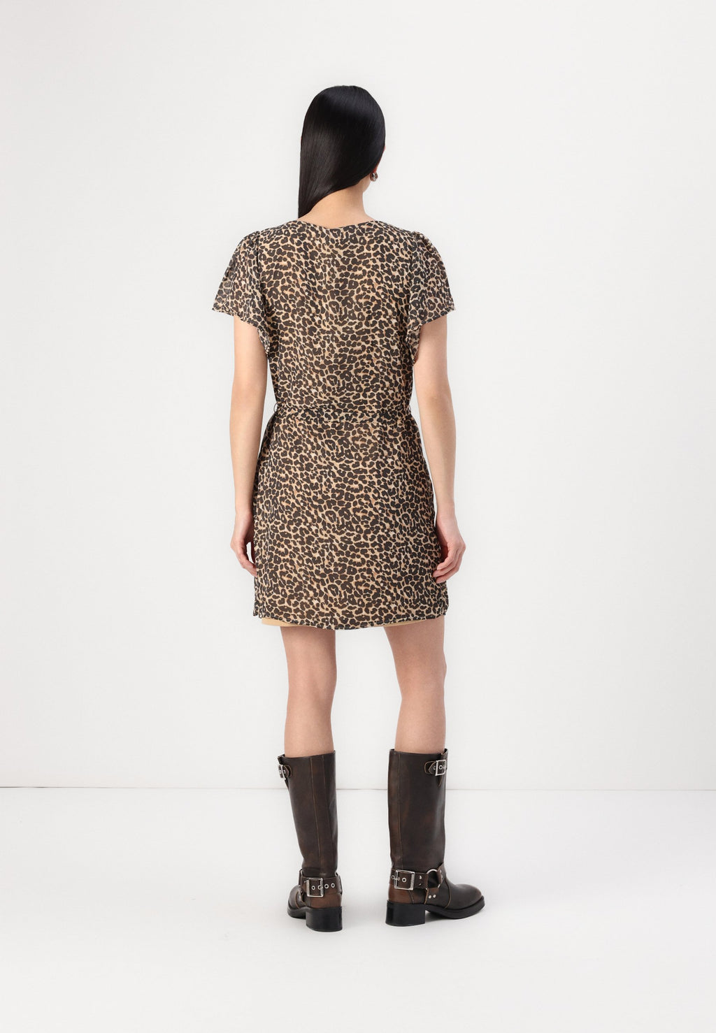 VILA VIMICADA V NECK LEO SHORT DRESS