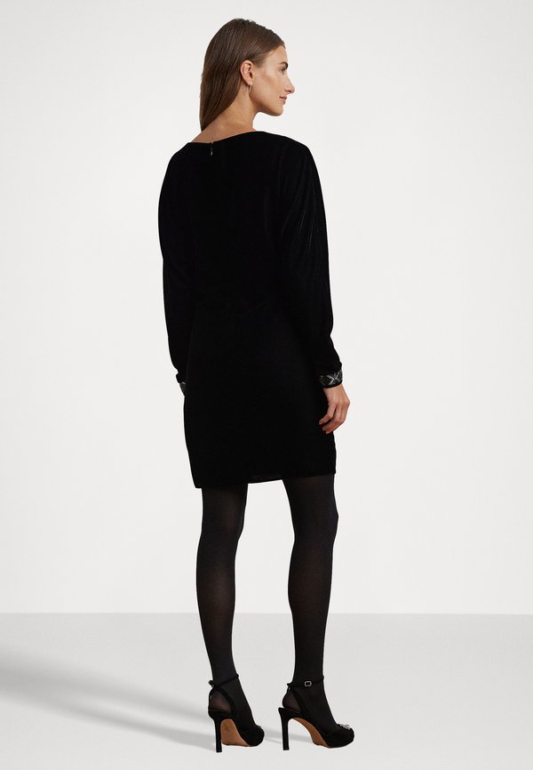 Lauren Ralph Lauren BEADED-TRIM VELVET COCKTAIL DRESS