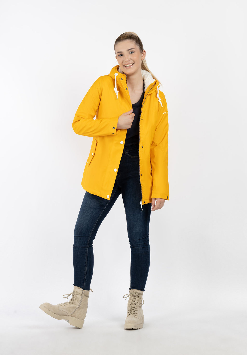 DreiMaster DREIMASTER REGENJACKE MIT WEBPELZFUTTER IN TEDDYOPTIK DRYMASTER