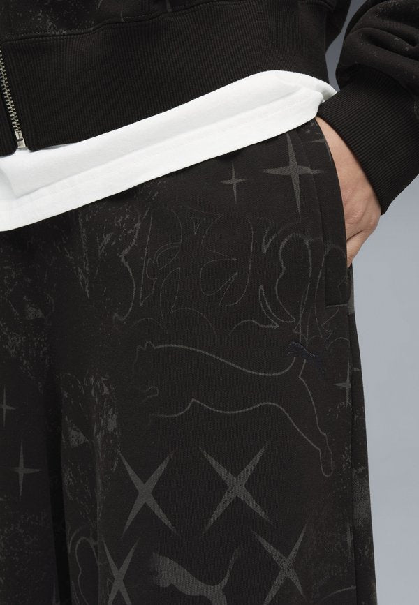 Puma STREET GLAM SLOUCHY - Tracksuit bottoms - black
