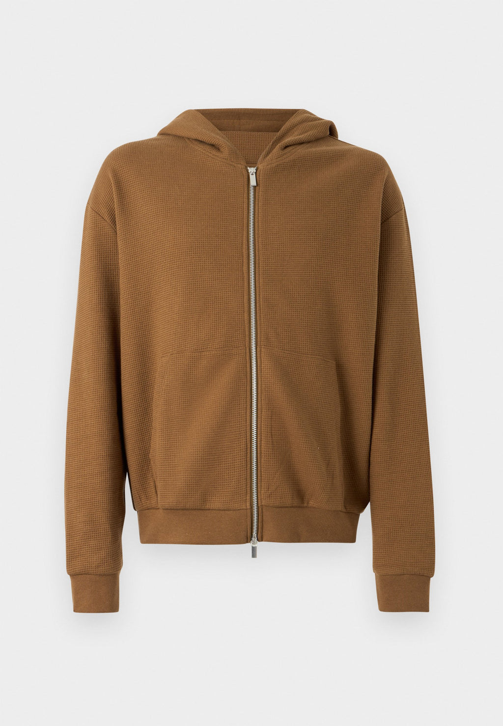 YOURTURN UNISEX WAFFLE RELAXED FIT ZIP-UP HOODIE