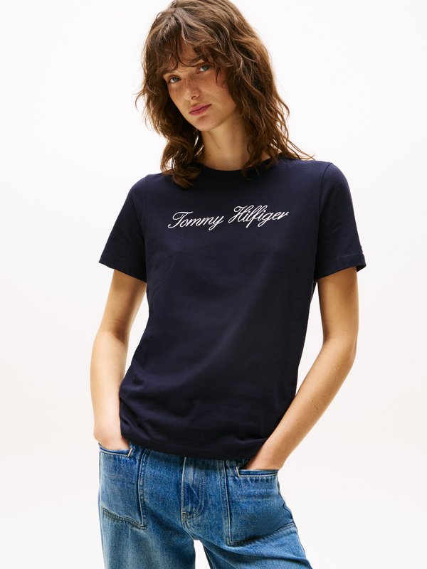 Tommy Hilfiger SCRIPT REGULAR - Print T-shirt - desert sky