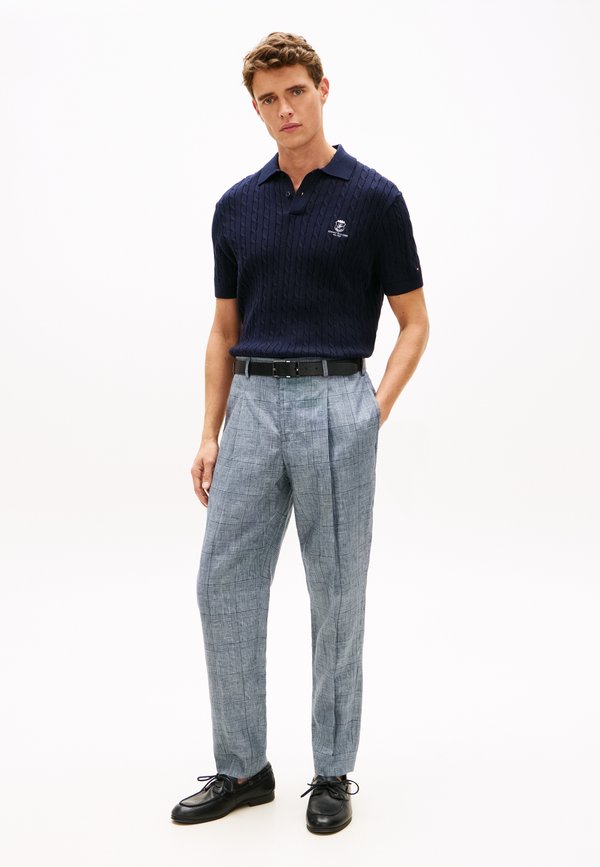 Tommy Hilfiger SMART CASUAL CHECK PURE LINEN TAPERED TROUSERS