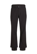 Schwarze Schneehosen aus strapazierfähigem Material. Mit geradem Schnitt, elastischen Bündchen, zwei Knopfverschluss und verstärkten Knieflächen.