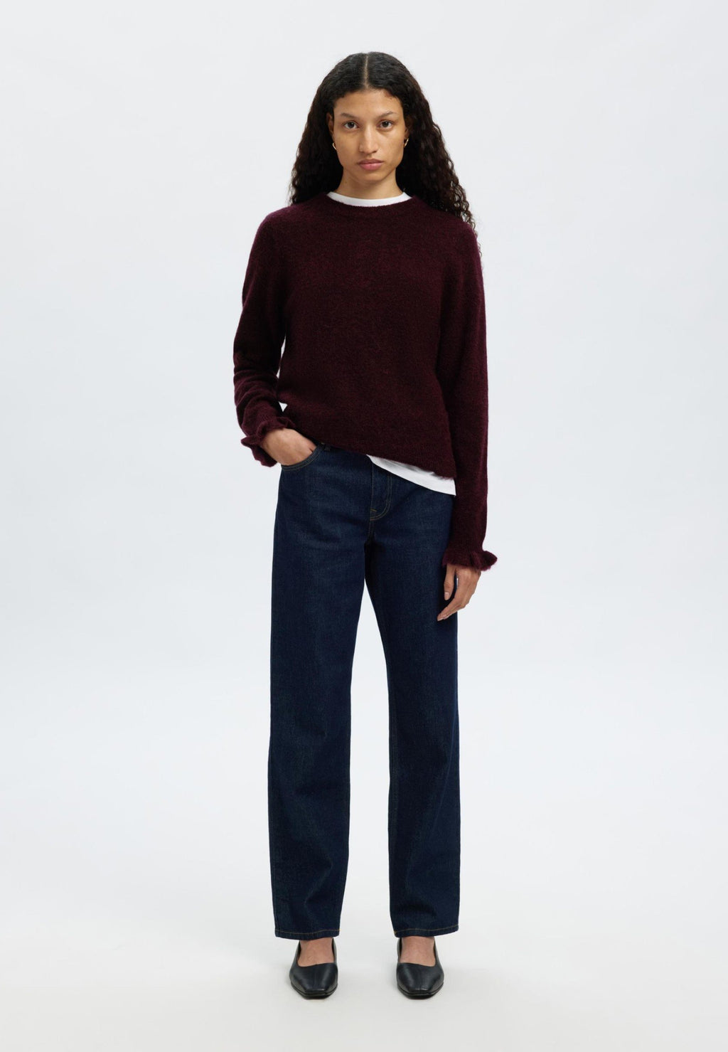 Selected Wool Blend Ruffled Sleeve