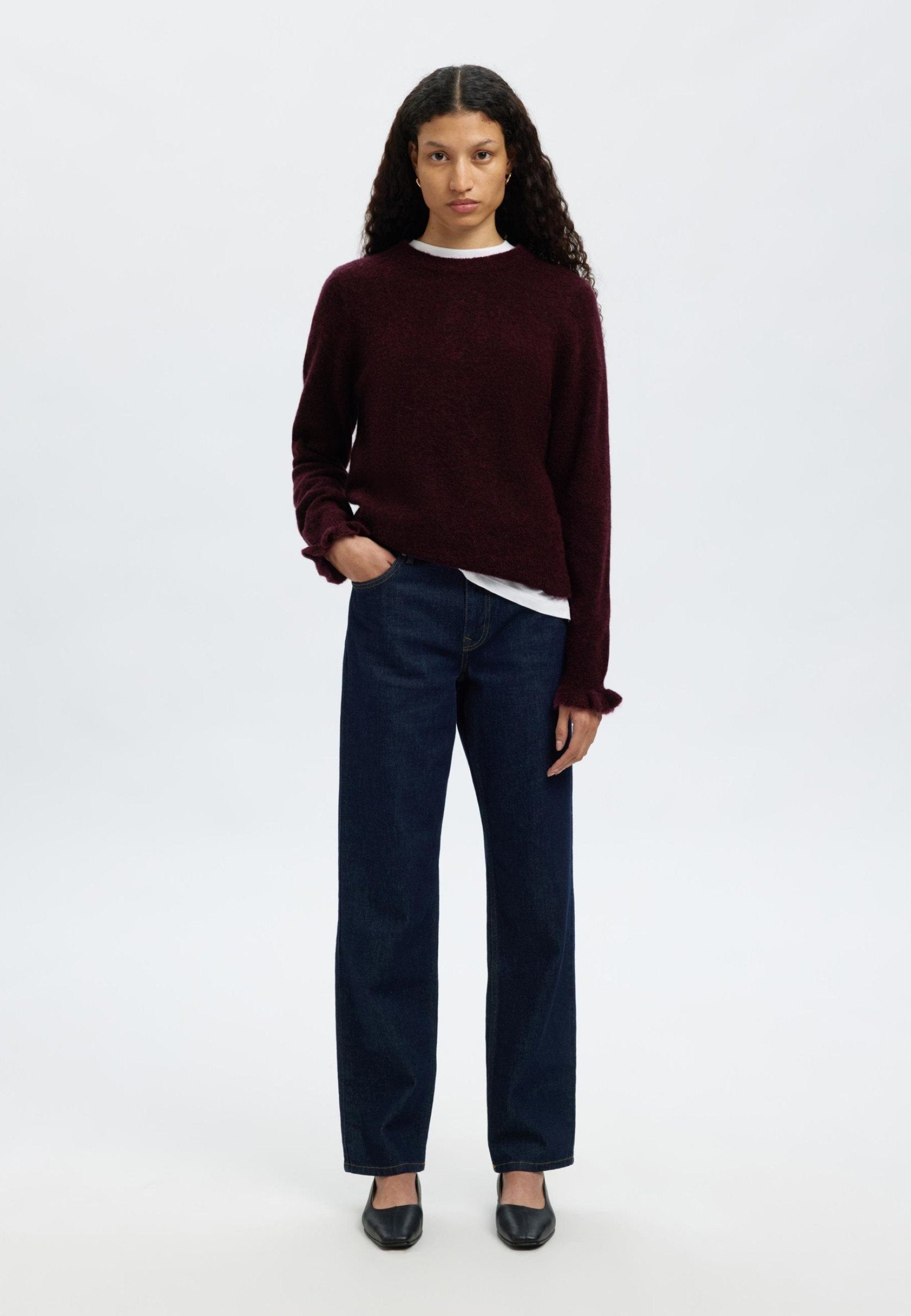 Selected Wool Blend Ruffled Sleeve