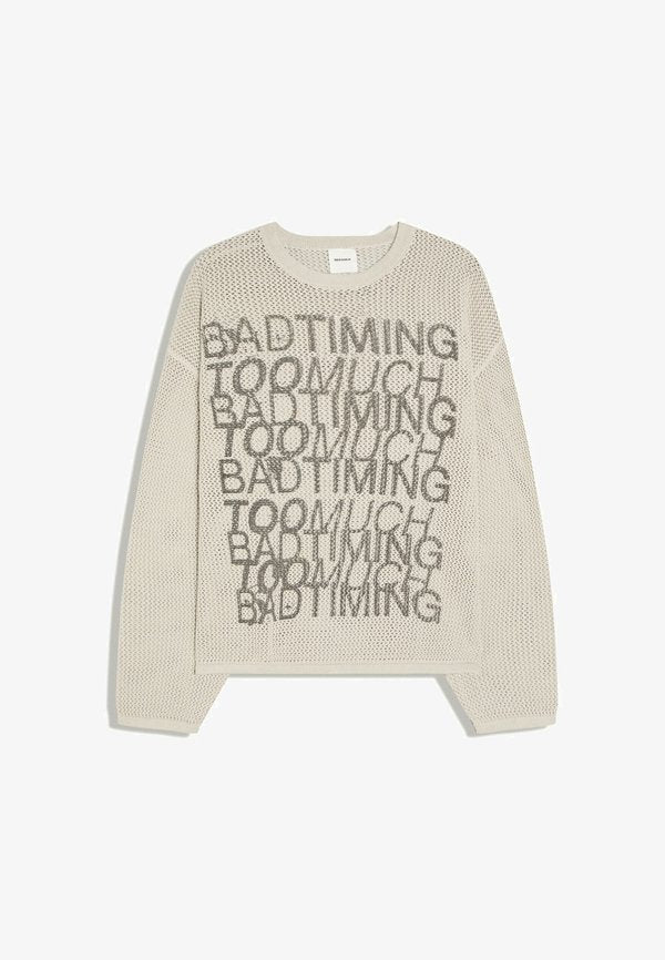Bershka PRINTED MESH - SWEATER - Jumper - stone
