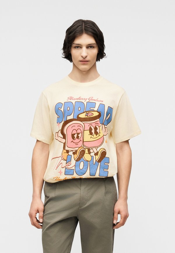 Jack & Jones JORBIG CARTOON TEE CREW NECK  - Print T-shirt - antique white