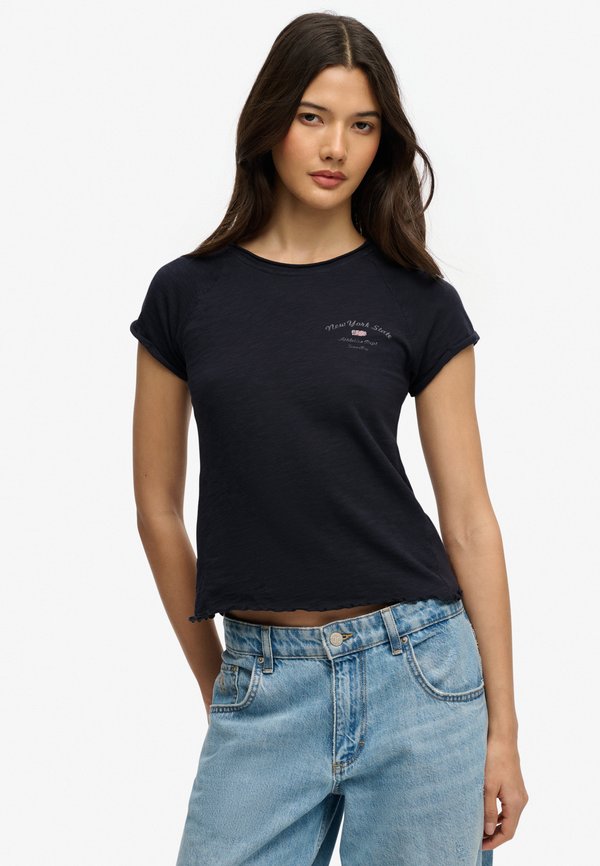 Superdry & Co ATHLETIC ESSENTIALS SLUB GRAPHIC - Print T-shirt - eclipse navy