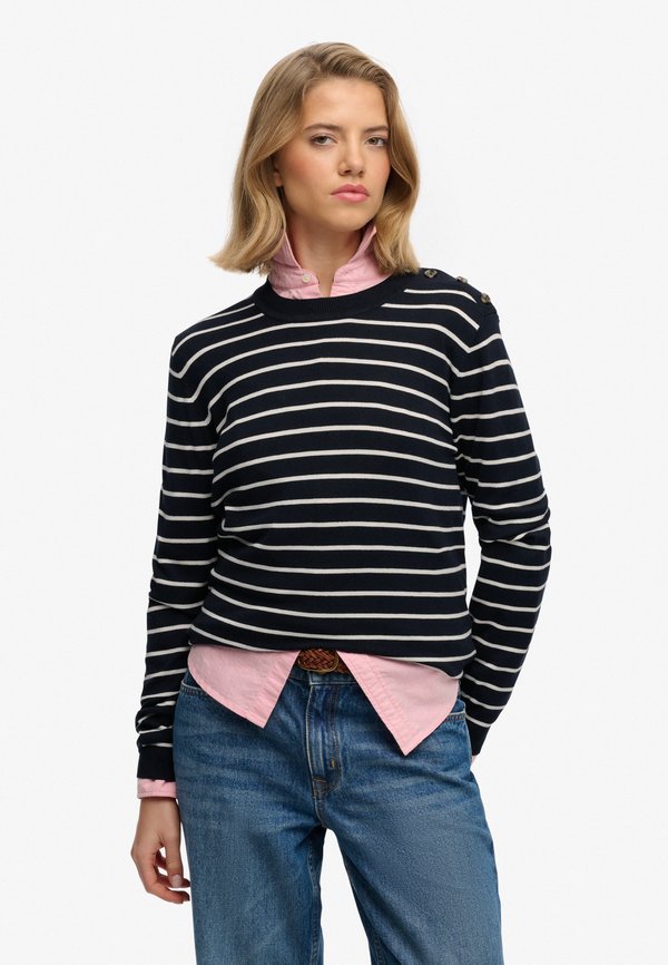 Superdry & Co LIGHTWEIGHT ESSENTIAL - Jumper - optic eclipse navy stripe