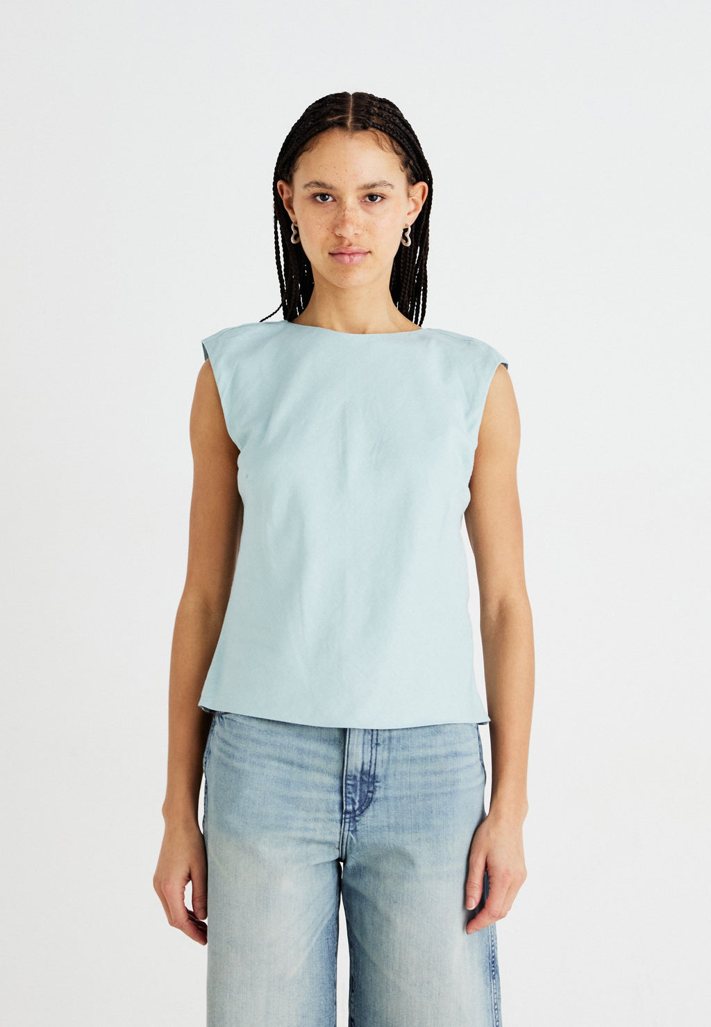 Abercrombie & Fitch Linen-Blend Skimming Shell Top