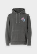 Grauer Hoodie aus einem Baumwoll-Mix, mit einer frontalen Tasche, Kapuze mit Kordelzug und buntem besticktem "Tommy Jeans NYC"-Logo sowie Designs.